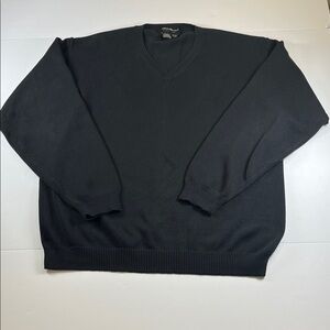 Eddie Bauer Classic Black V-Neck Sweater Sz Lg Tall